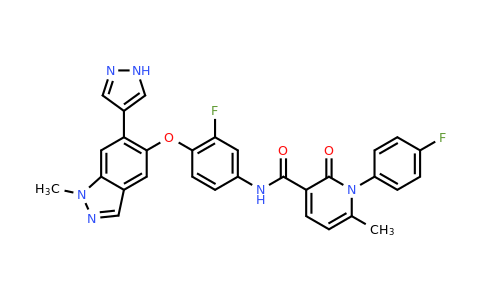 N-(3-Fluoro-4-((1-methyl-6-(1H-pyrazol-4-yl)-1H-indazol-5-yl)oxy)phenyl)-1-(4-fluorophenyl)-6-methyl-2-oxo-1,2-dihydropyridine-3-carboxamide