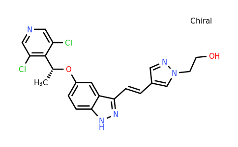 (R,E)-2-(4-(2-(5-(1-(3,5-dichloropyridin-4-yl)ethoxy)-1H-indazol-3-yl)vinyl)-1H-pyrazol-1-yl)ethanol