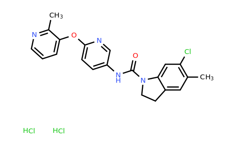 6-Chloro-5-methyl-N-(6-((2-methylpyridin-3-yl)oxy)pyridin-3-yl)indoline-1-carboxamide dihydrochloride