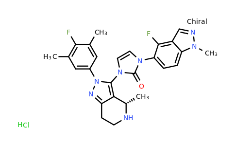(S)-1-(4-fluoro-1-methyl-1H-indazol-5-yl)-3-(2-(4-fluoro-3,5-dimethylphenyl)-4-methyl-4,5,6,7-tetrahydro-2H-pyrazolo[4,3-c]pyridin-3-yl)-1,3-dihydro-2H-imidazol-2-one hydrochloride