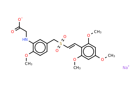 Glycine, N-[2-methoxy-5-[[[(1E)-2-(2,4,6-trimethoxyphenyl) ethenyl]sulfonyl] methyl]phenyl]-, sodium Slat