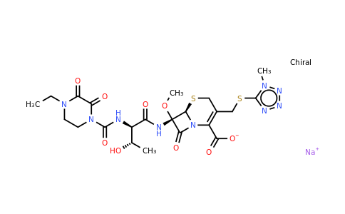 sodium,(6R,7S)-7-[[(2R,3S)-2-[(4-ethyl-2,3-dioxopiperazine-1-carbonyl)amino]-3-hydroxybutanoyl]amino]-7-methoxy-3-[(1-methyltetrazol-5-yl)sulfanylmethyl]-8-oxo-5-thia-1-azabicyclo[4.2.0]oct-2-ene-2-carboxylate